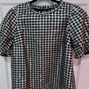 J. Crew Black and White Gingham Blouse